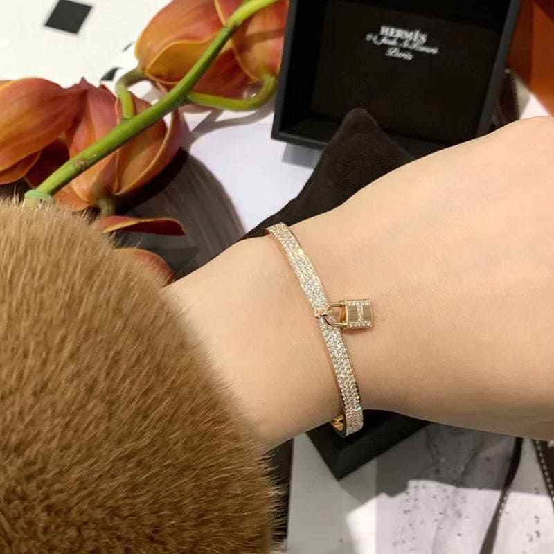 Hermes Kelly Clochette Moissanite Bracelet - 18K Rose Gold