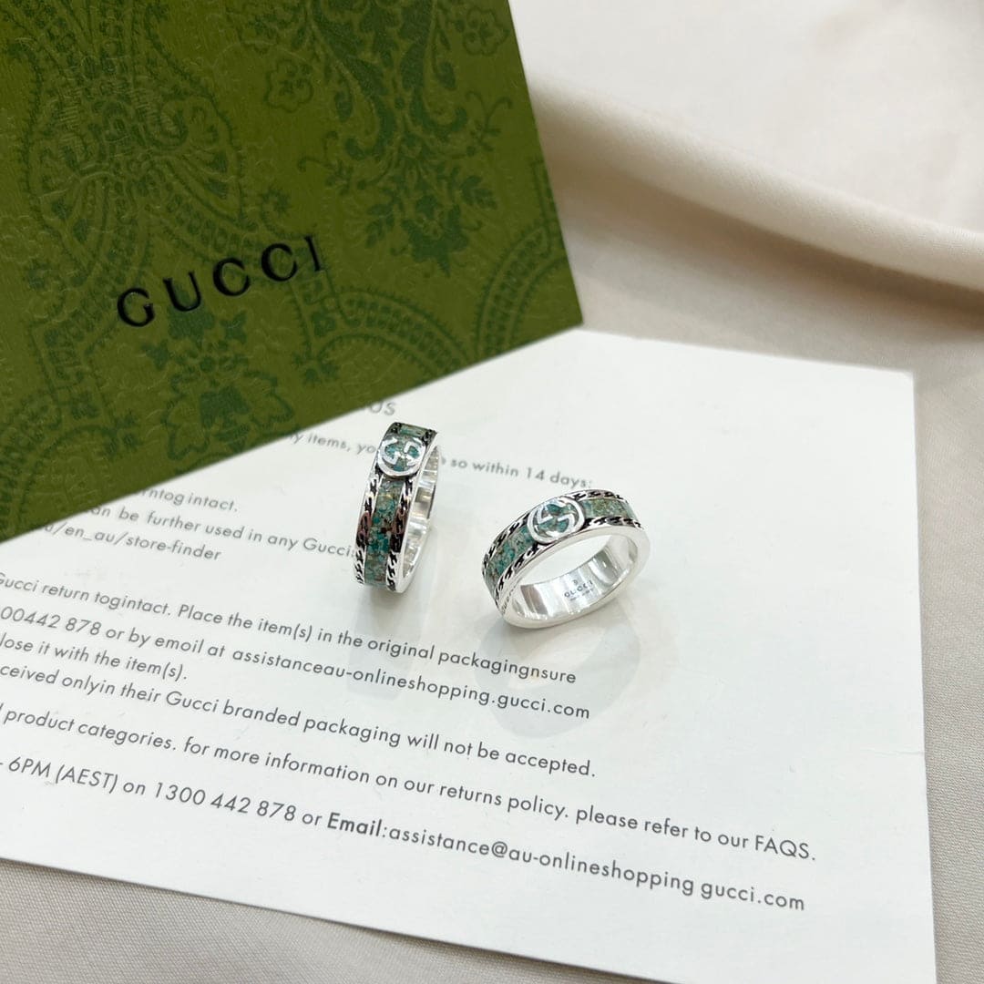 Gucci Double G Interlocking G Turquoise Ring