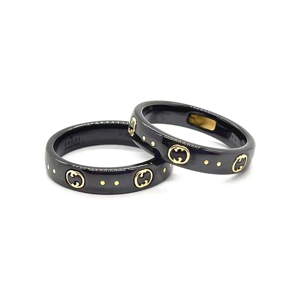 Gucci Double G Icon Black Corundum Ring - 18K Yellow Gold