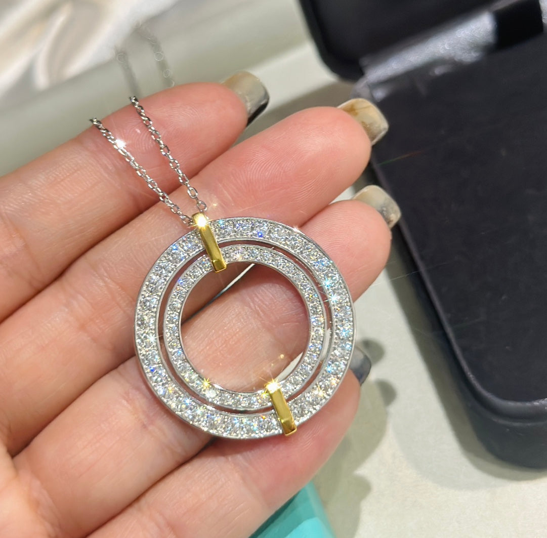 Tiffany Edge Circle Moissanite Pendant Necklace