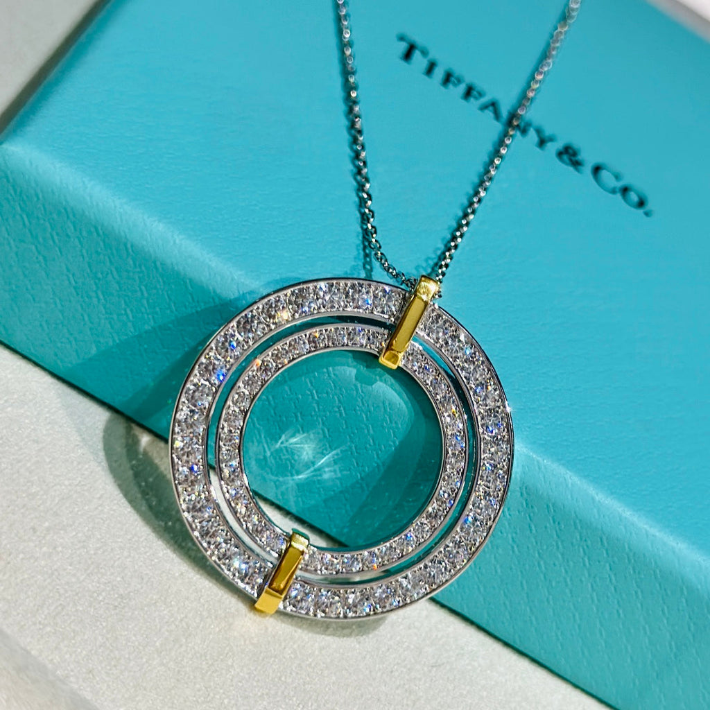 Tiffany Edge Circle Moissanite Pendant Necklace