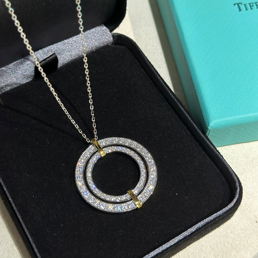 Tiffany Edge Circle Moissanite Pendant Necklace