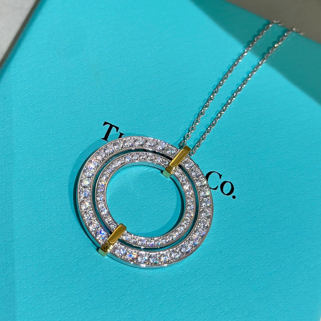 Tiffany Edge Circle Moissanite Pendant Necklace