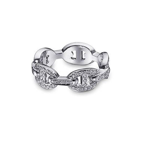 Hermes Chaine D'Ancre Enchainee Moissanite Ring - 18K White Gold