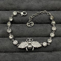 Gucci Double G Interlocking G Bee Crystal Bracelet
