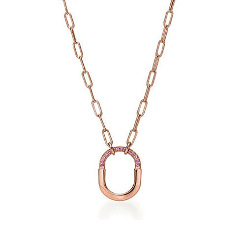Tiffany Lock Pink Pave Moissanite Necklace