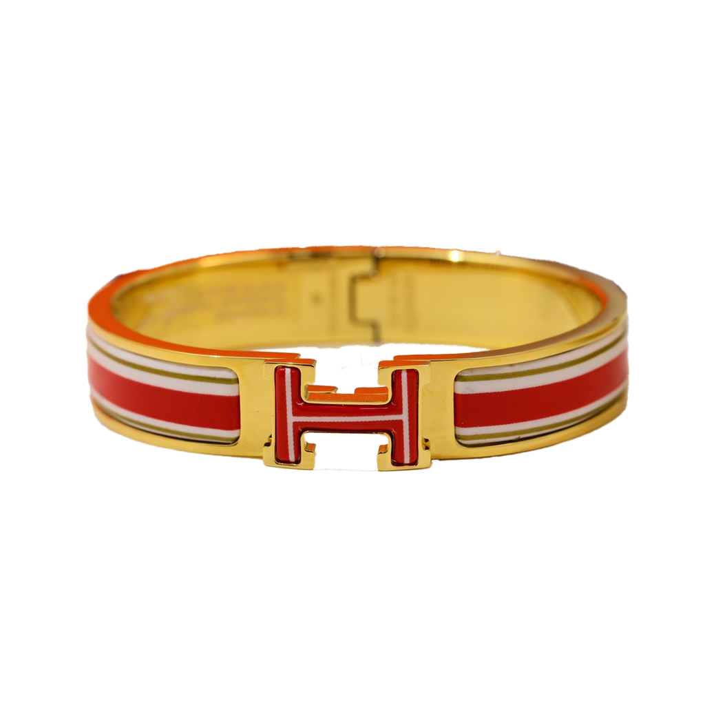 Hermes Clic H Red & White Bracelet