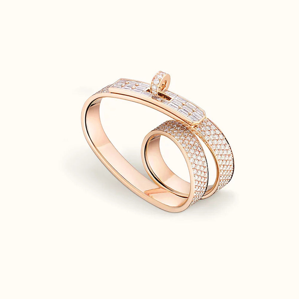 Hermes Kelly Gavroche Double Ring - 18K Rose Gold
