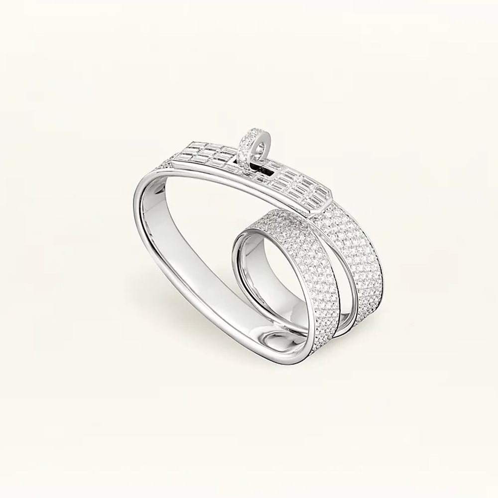 Hermes Kelly Gavroche Double Ring - 18K White Gold