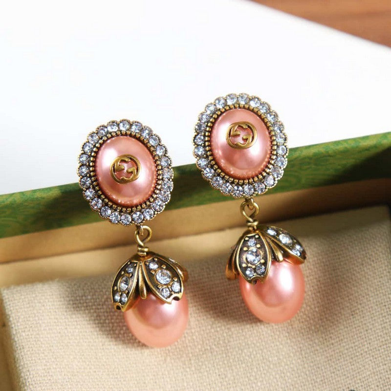 Gucci Double G Flower Pearl Earrings - 18K Yellow Gold