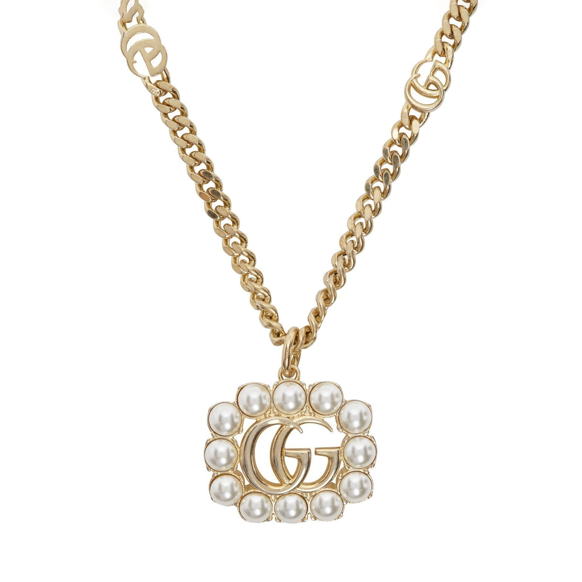 Gucci Double G Pearl Double G Necklace