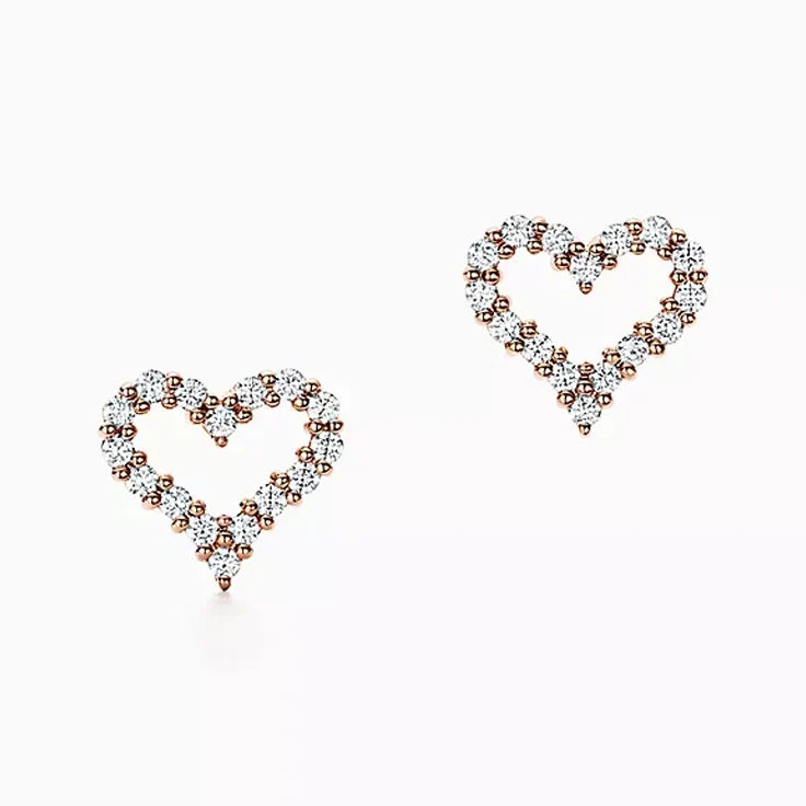 Tiffany Heart Moissanite Earrings - 18K Rose Gold