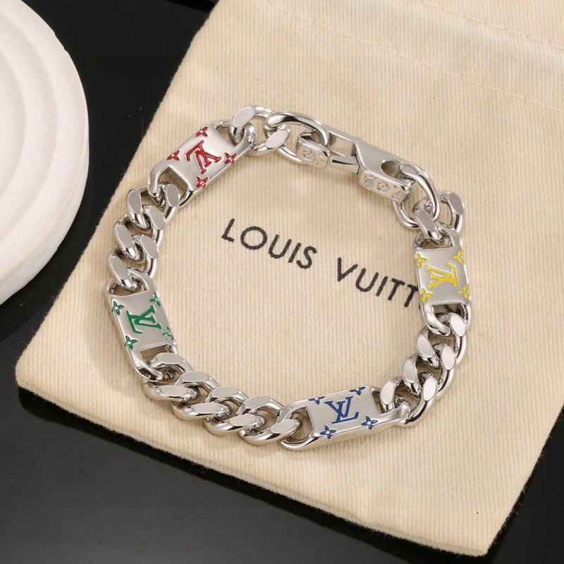 Louis Vuitton Monogram Color Logo Chain Bracelet