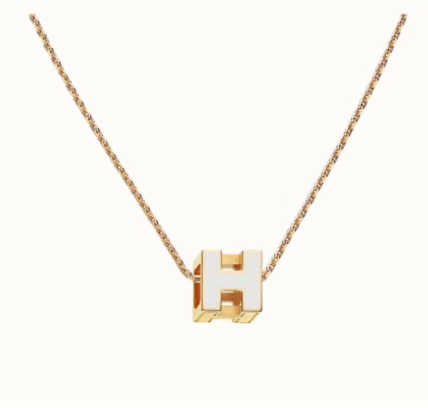 Hermes Cage D'H White Necklace