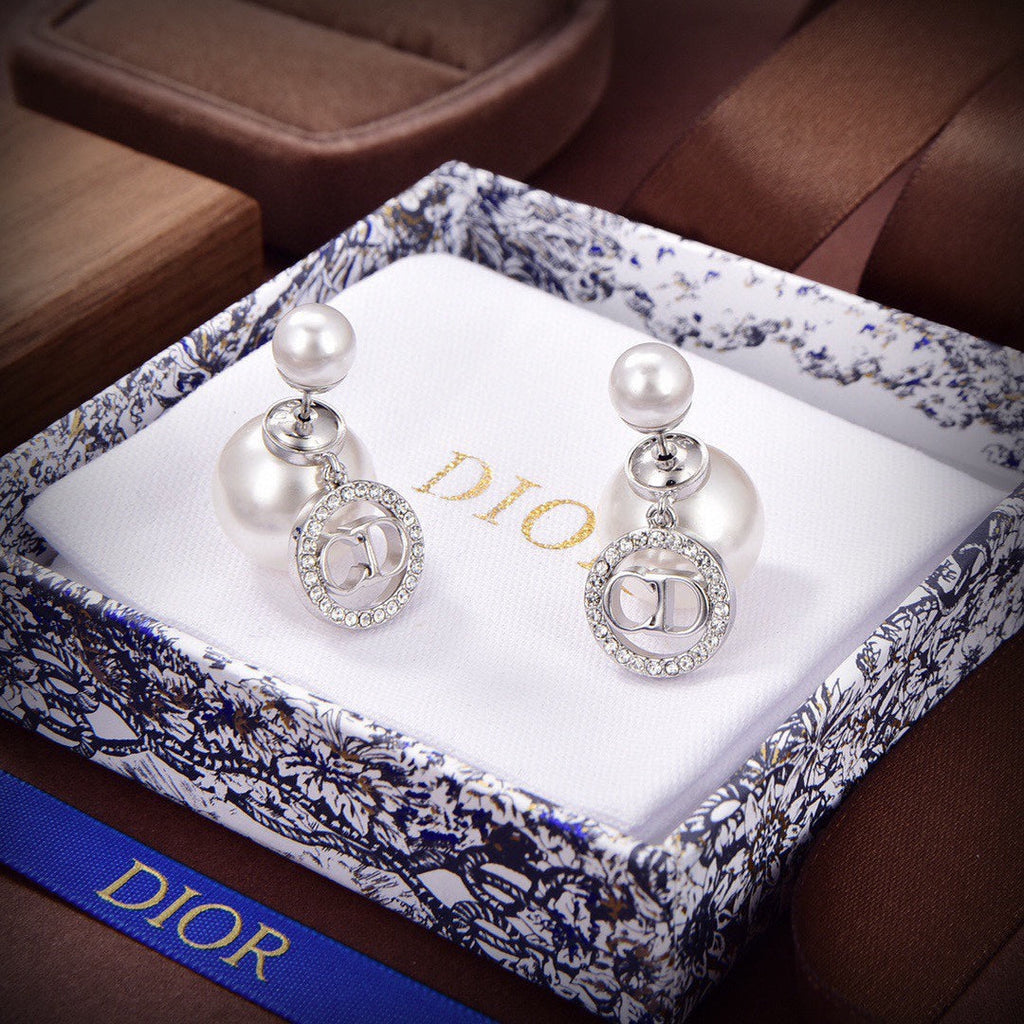 Dior Tribales White Resin Pearl Earrings