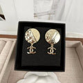 Chanel Gold Round Pendant Earrings - 18K Yellow Gold