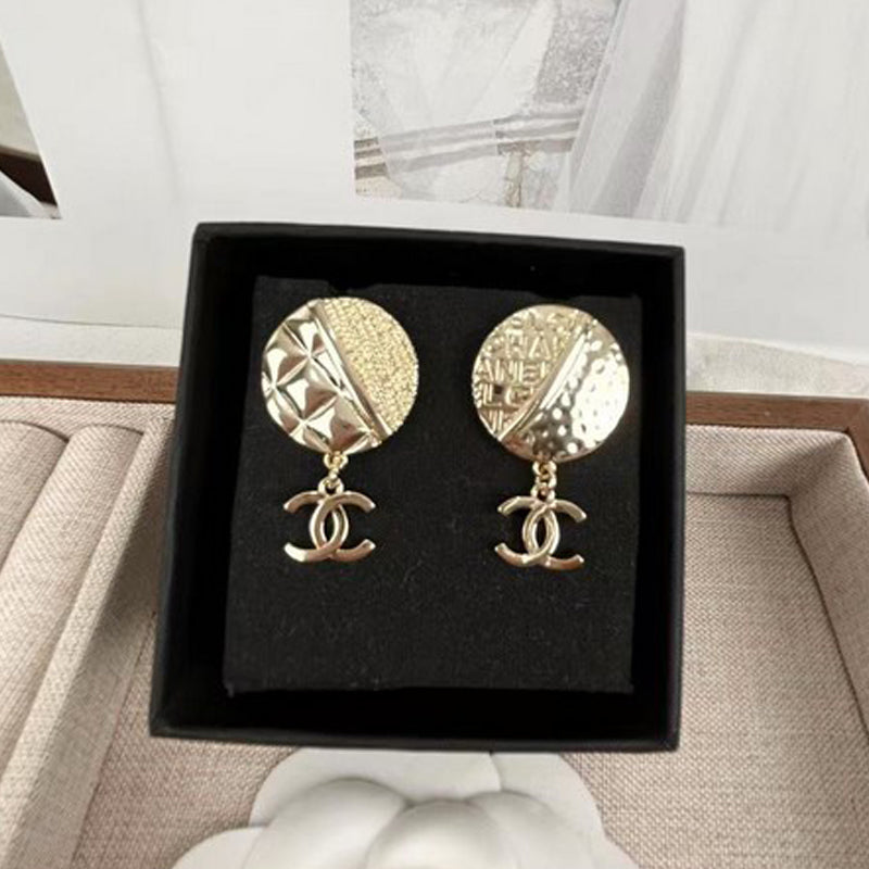 Chanel Gold Round Pendant Earrings - 18K Yellow Gold