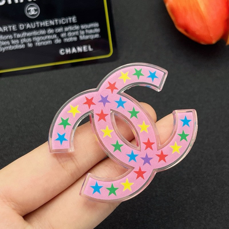 Chanel Pink & Black Star Brooch