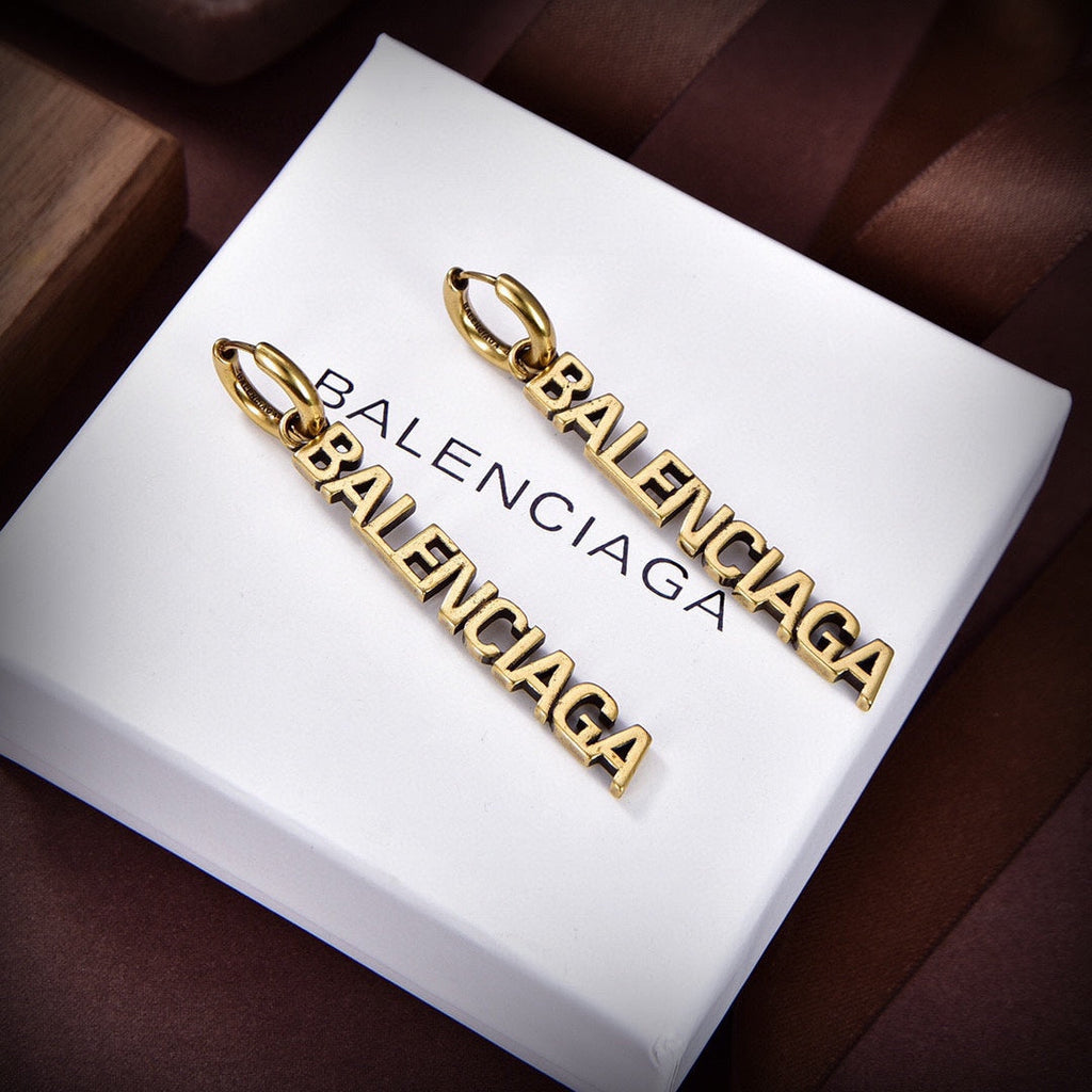 Balenciaga Typo Mirror Hoop Earrings - 18K Gold