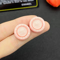 Chanel Pink Round Earrings - 18K Yellow Gold