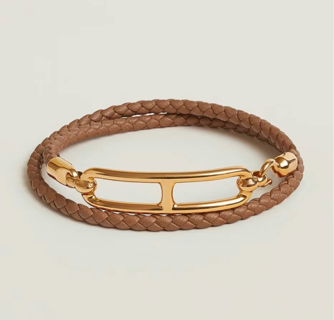Hermes Roulis Double Tour Brown Bracelet - 18K Gold