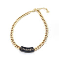Chanel Black Logo Chain Necklace