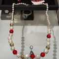 Chanel Red Crystal Pearl Necklace
