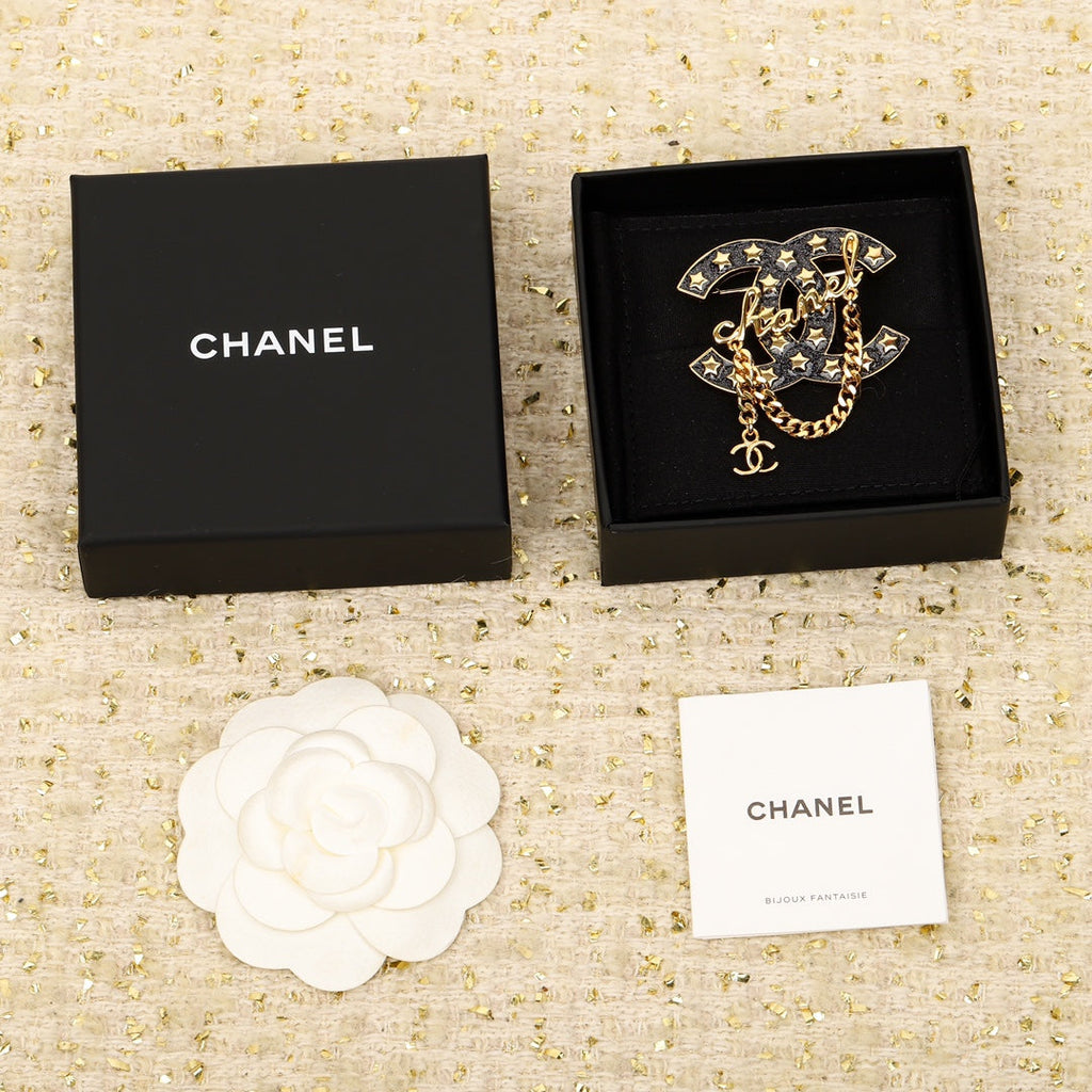 Chanel Black Chain Brooch