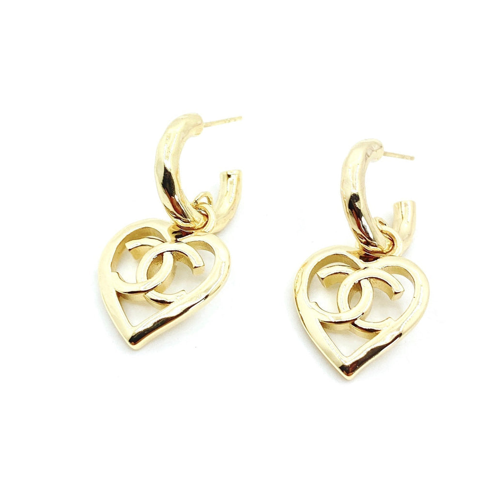Chanel Heart Pendant Earrings - 18K Yellow Gold