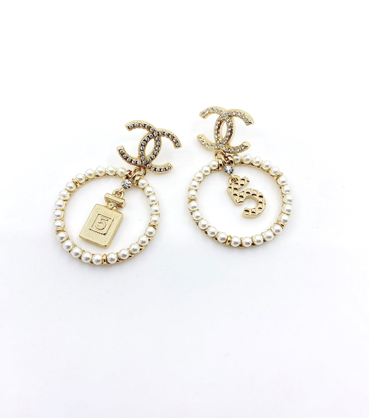 Chanel No.5 Perfume Bottle Earrings - 18K Yellow Gold