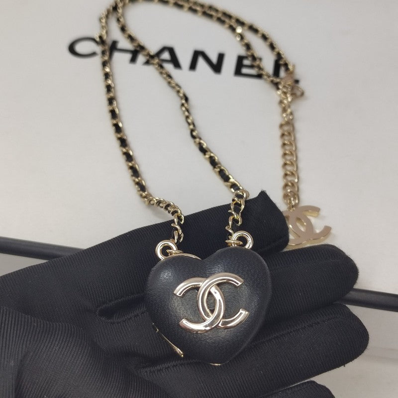 Chanel Black Heart Gold Necklace