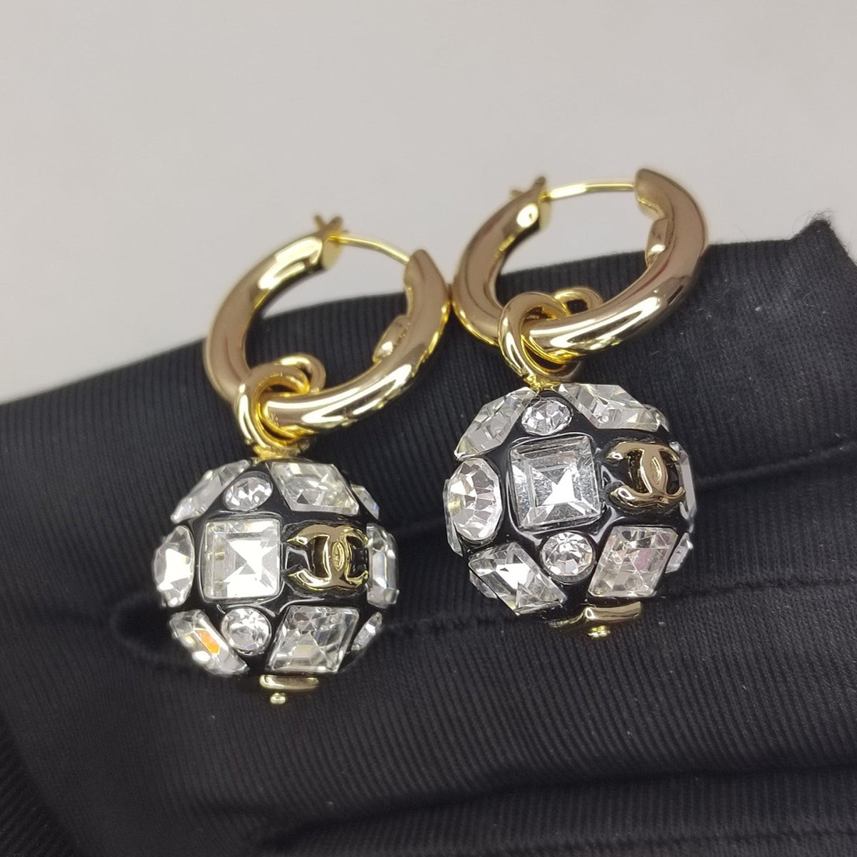 Chanel Ball Crystal Earrings - 18K Yellow Gold