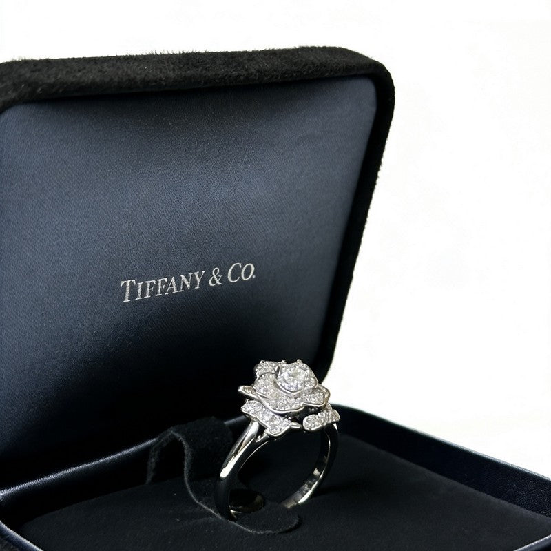 Tiffany Flower Moissanite Ring - 18K White Gold