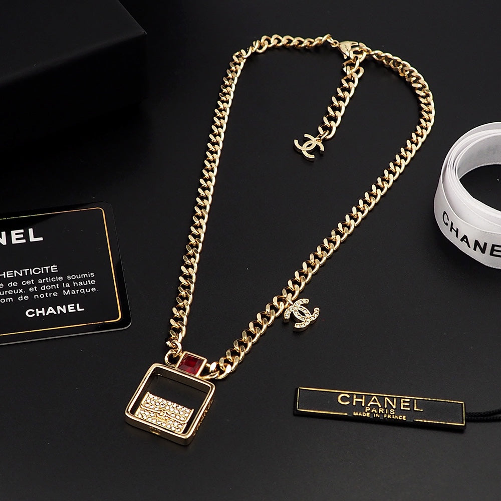 Chanel Red Bag Pendant Necklace