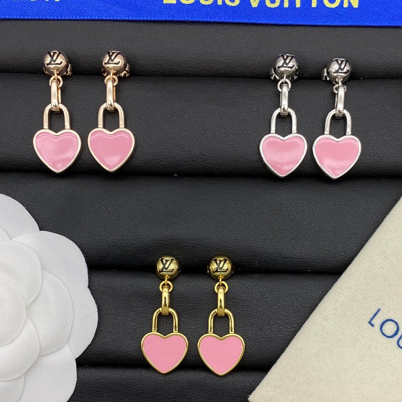 Louis Vuitton Pink Heart Earrings - 18K Gold