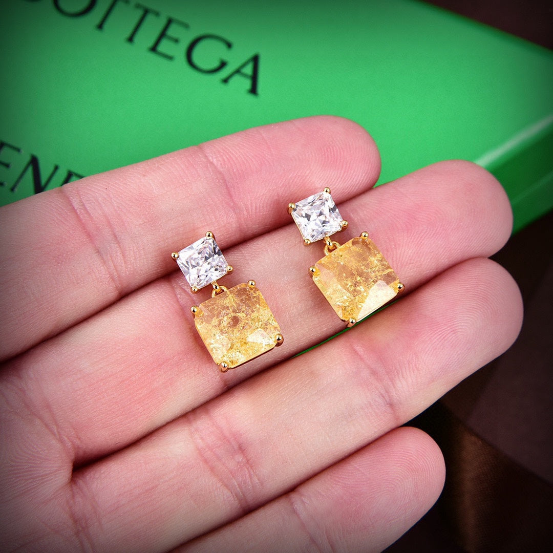 Bvlgari Crystal Earrings - 18K Yellow Gold