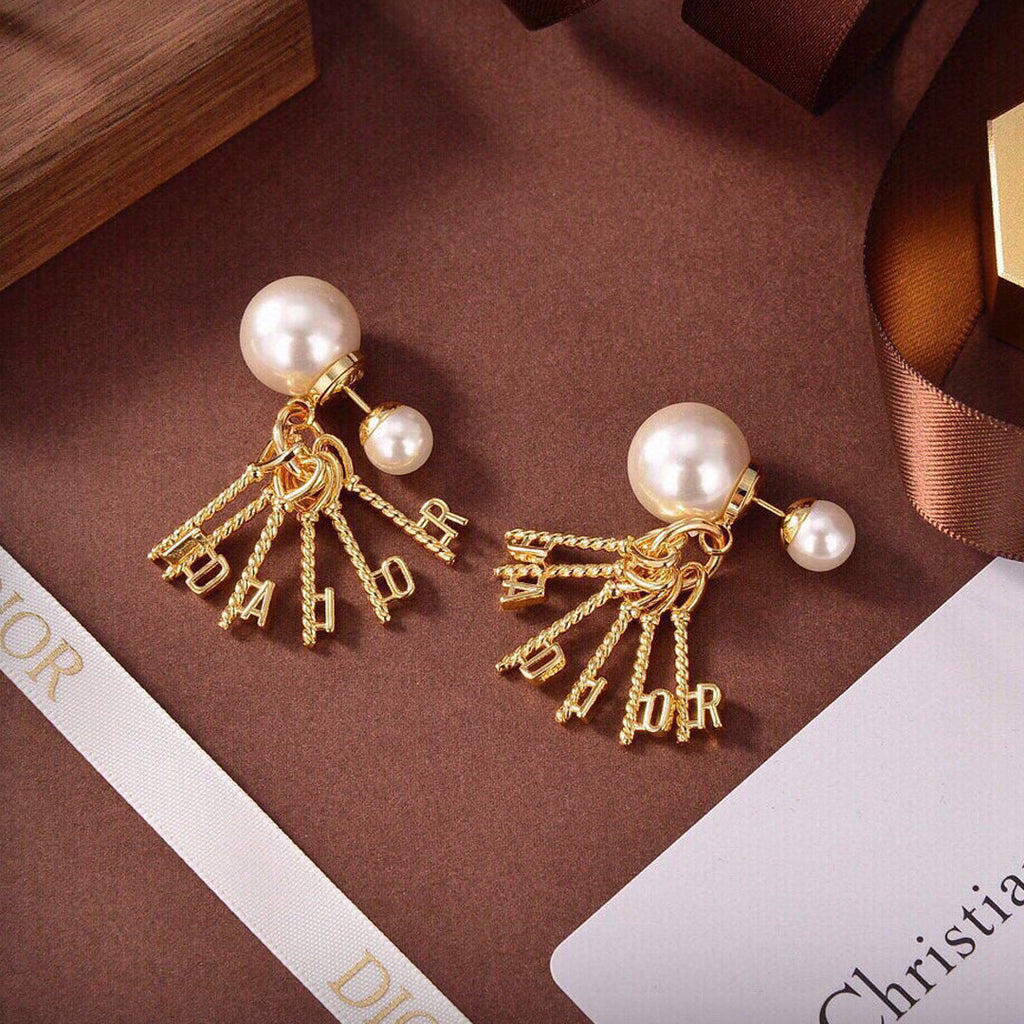 Dior Tassel Pearl Earrings