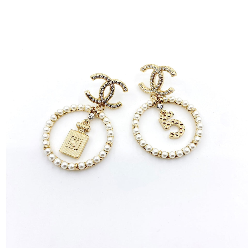 Chanel No. 5 Perfume Pendant Earrings - 18K Yellow Gold