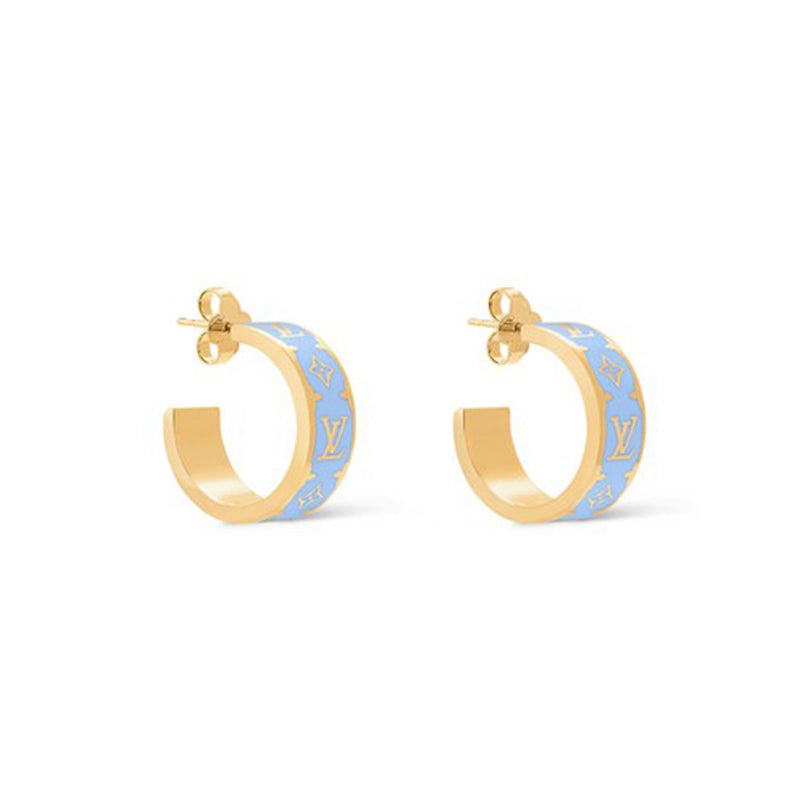 Louis Vuitton Nanogram Enamel Earrings - 18K Yellow Gold