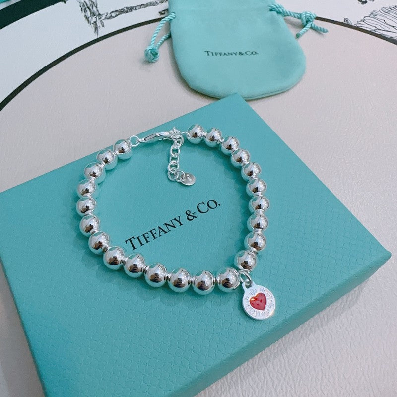 Return to Tiffany Red Heart Bead Bracelet - 18K White Gold