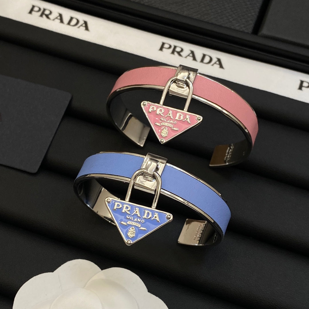 Prada Triangle Charm Cuff Bracelet