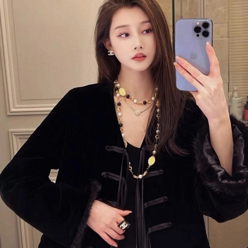 Chanel Long Black & White Pearl Necklace