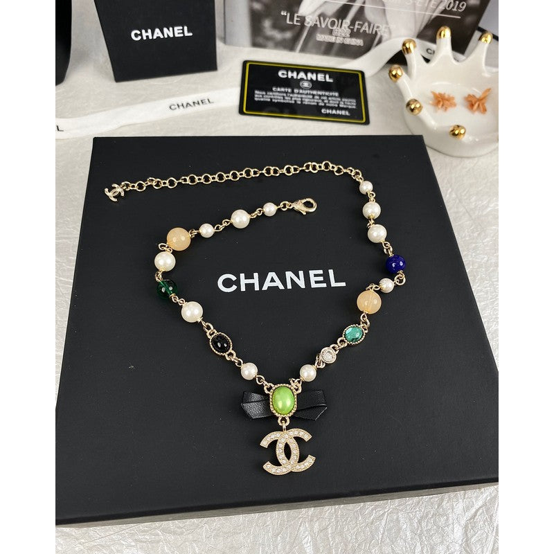 Chanel Crystal Bow Necklace