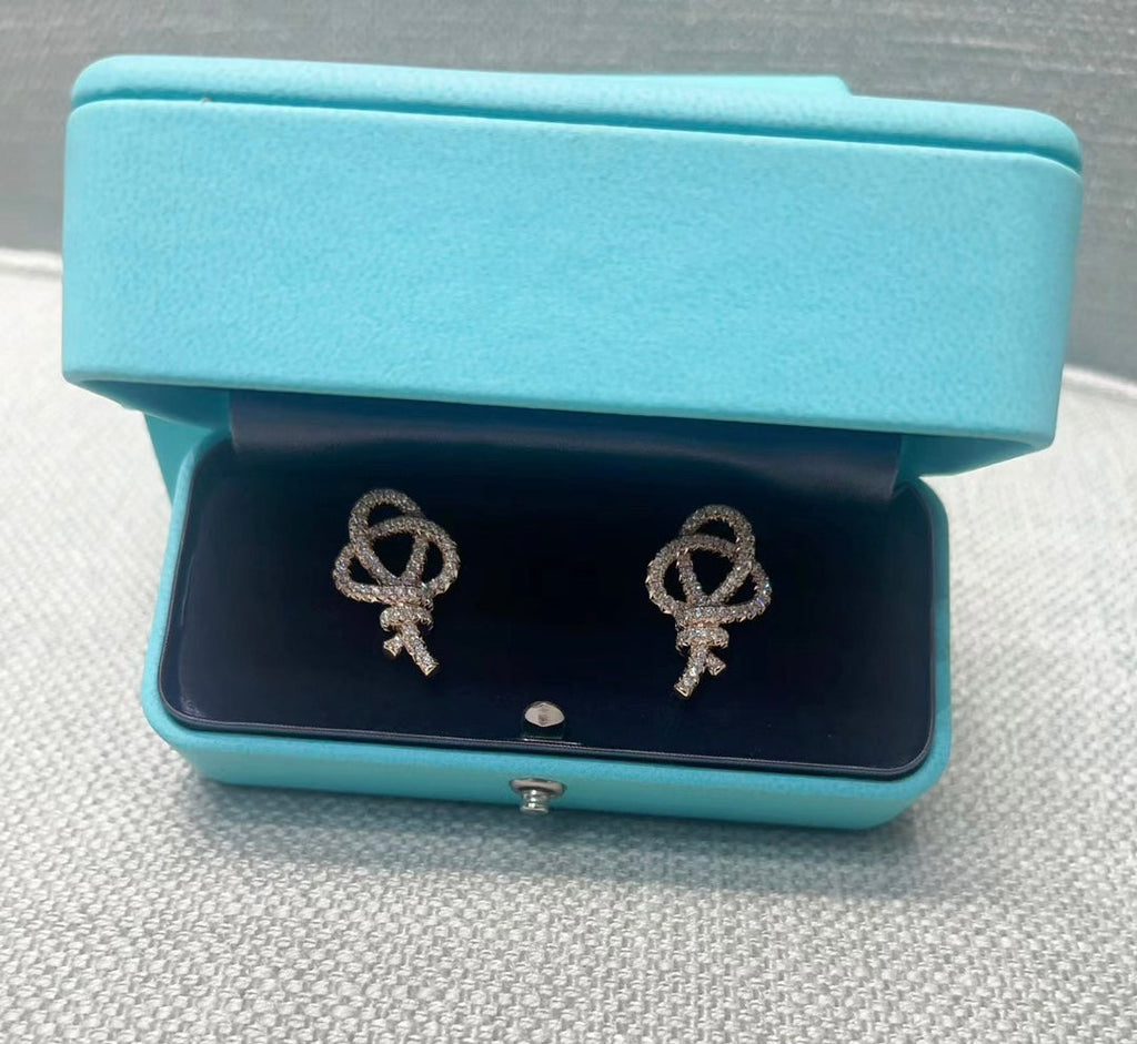Tiffany Keys Woven Diamond Earrings - 18K Rose Gold