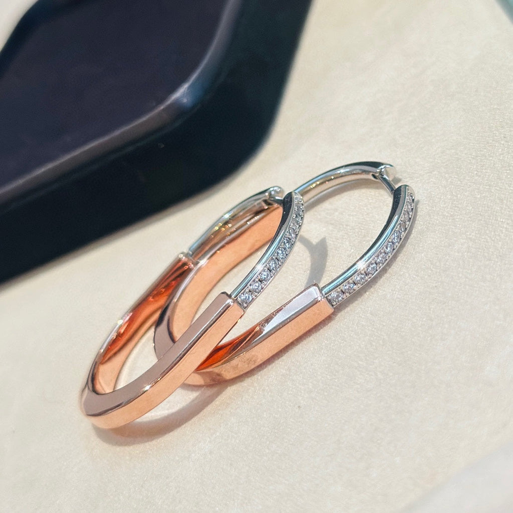 Tiffany Lock Moissanite Earrings - 18K Rose Gold