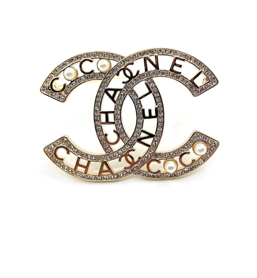 Chanel Script Diamond Brooch