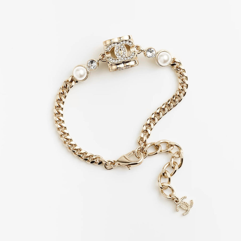 Chanel Square Pearl Chain Necklace