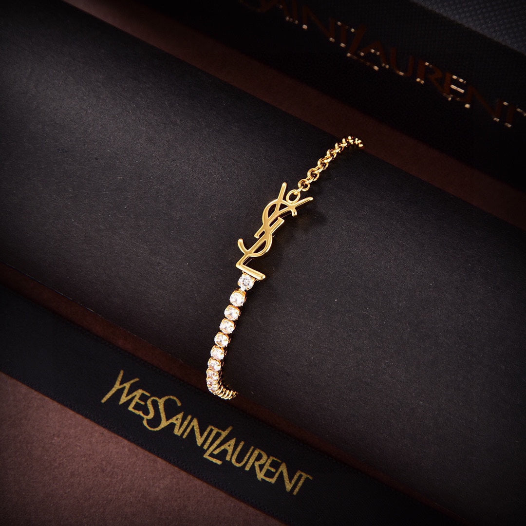 YSL Crystals Chain Bracelet