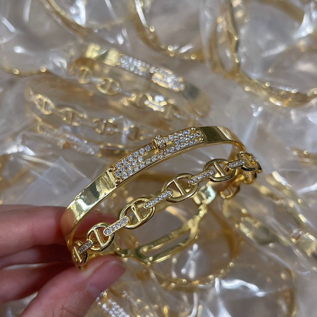 Hermes Kelly Double Tour Diamond Bracelet - 18K Gold