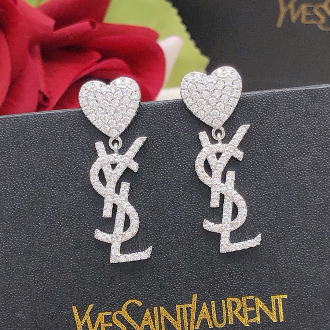 YSL Heart Diamond Earrings - 18K Gold